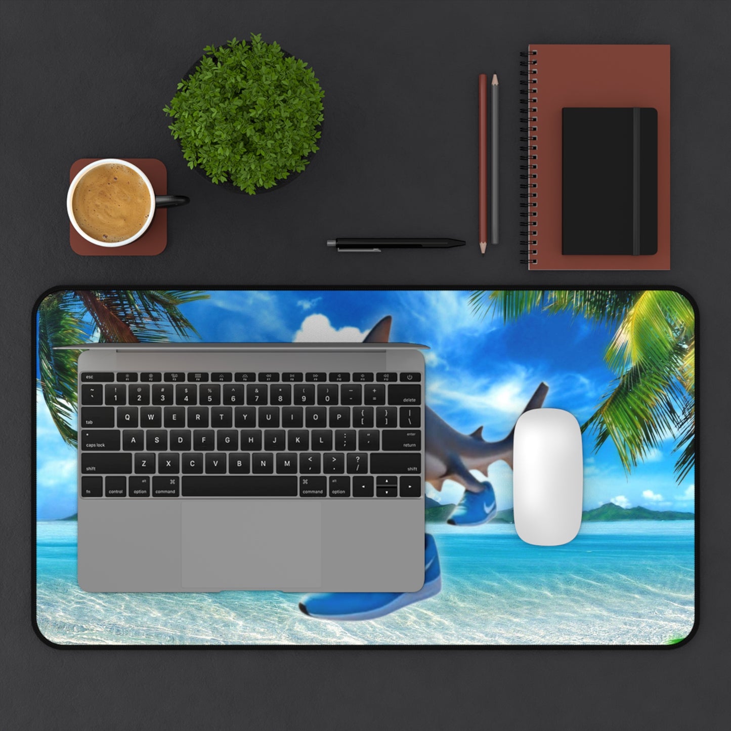 Desk Mat Mousepad of Tralalero Tralala on the Beach