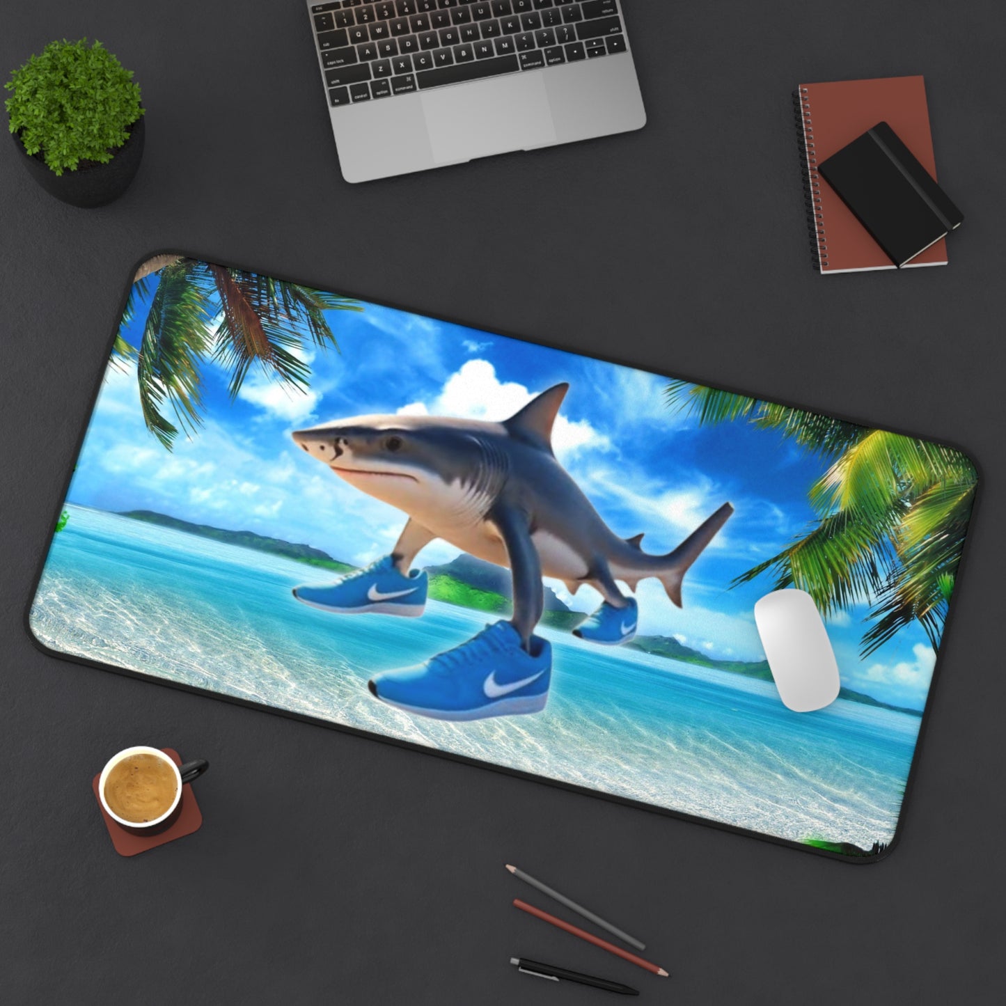 Desk Mat Mousepad of Tralalero Tralala on the Beach