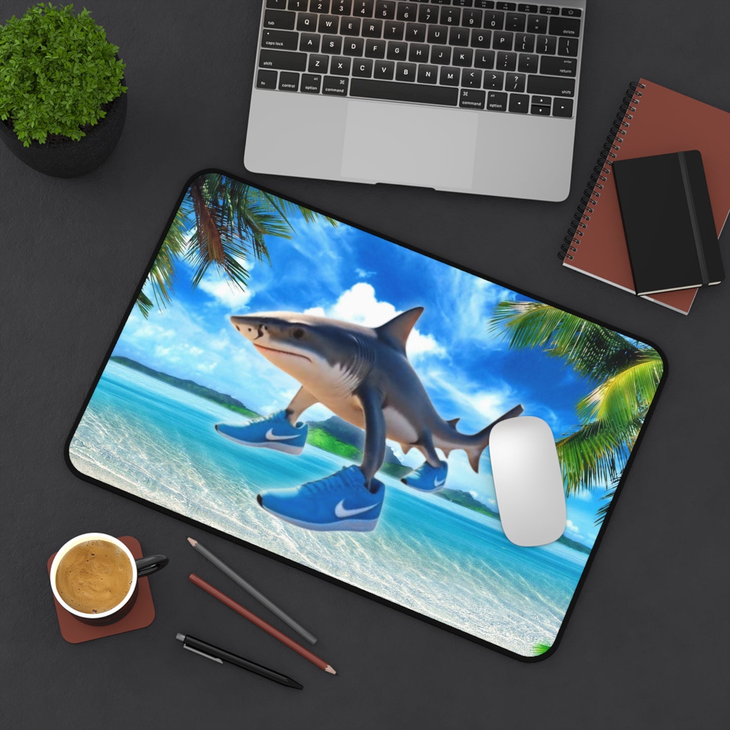 Desk Mat Mousepad of Tralalero Tralala on the Beach