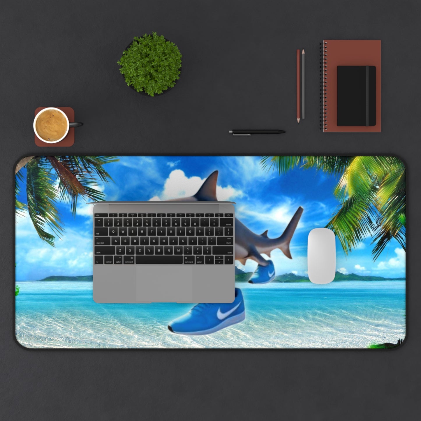 Desk Mat Mousepad of Tralalero Tralala on the Beach