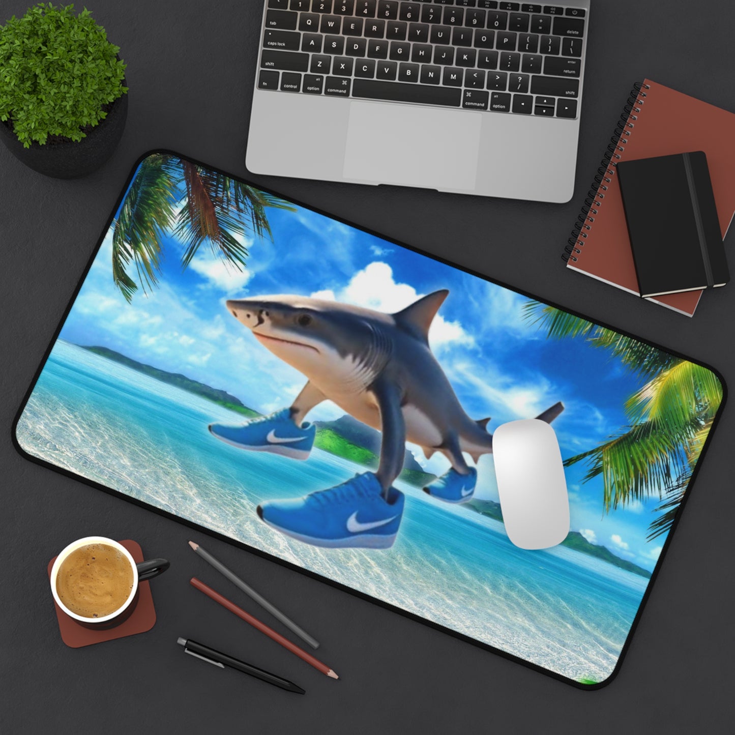 Desk Mat Mousepad of Tralalero Tralala on the Beach